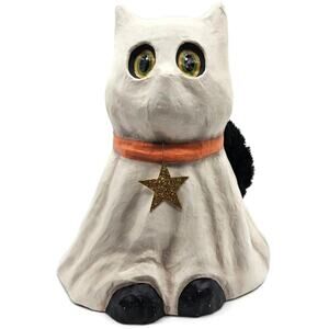 Bethany Lowe Casper Ghost Cat Friendly Spooky Star Paper Mache Halloween Decor